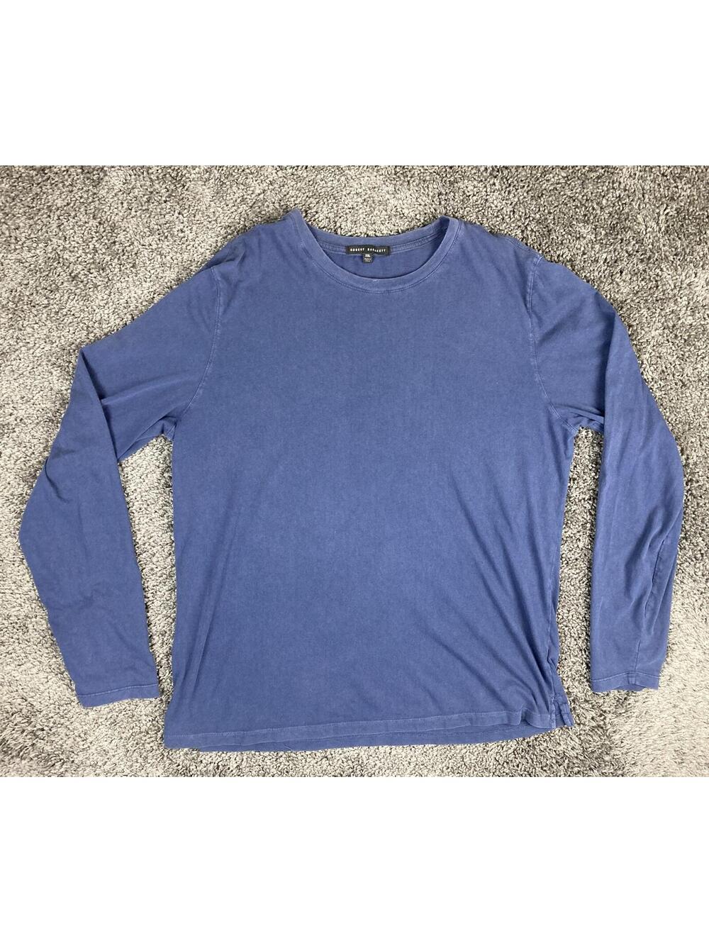 Robert Barakett Kentville Long Sleeve T-Shirt Men's Blue Pima Cotton Sz XXL